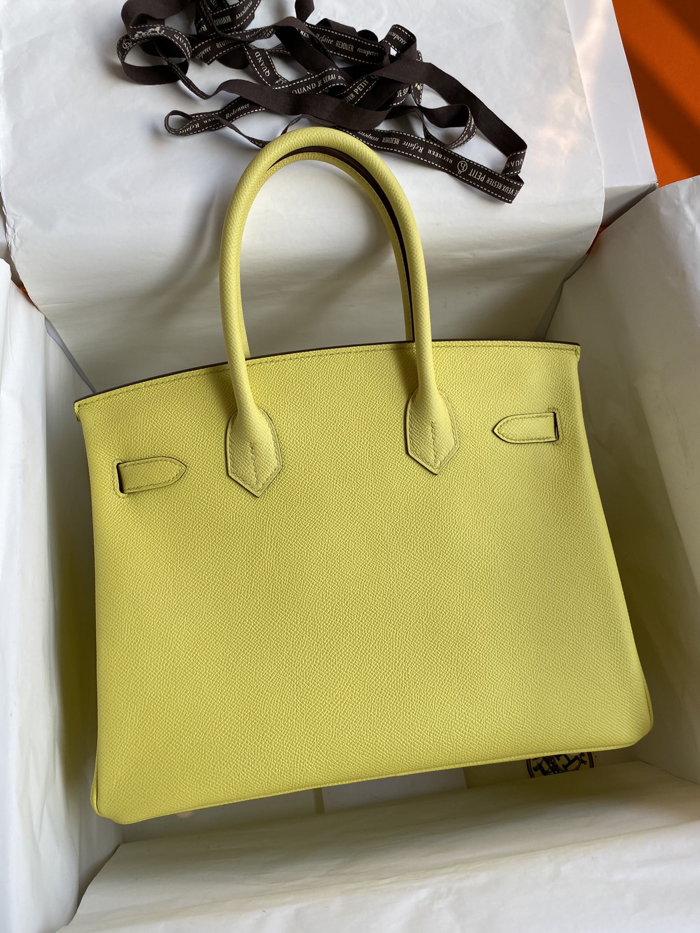 Hermes Birkin 30CM Epsom Leather Handbag Lemon Yellow